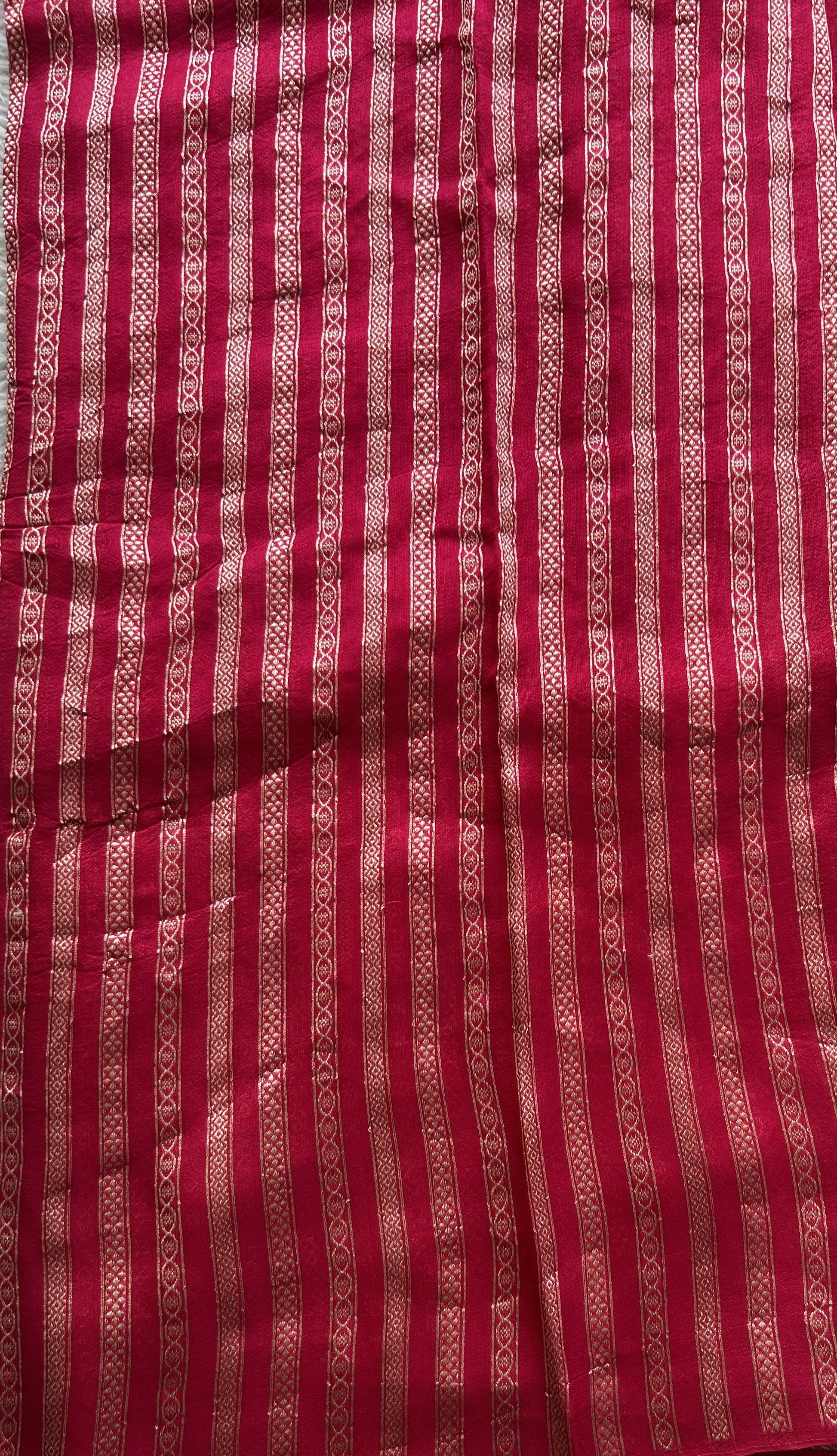 Banarasi Tussar Georgette Saree Hot Pink Colored Elegantly Paired Zari Border. - Sampradaya Designer Studio