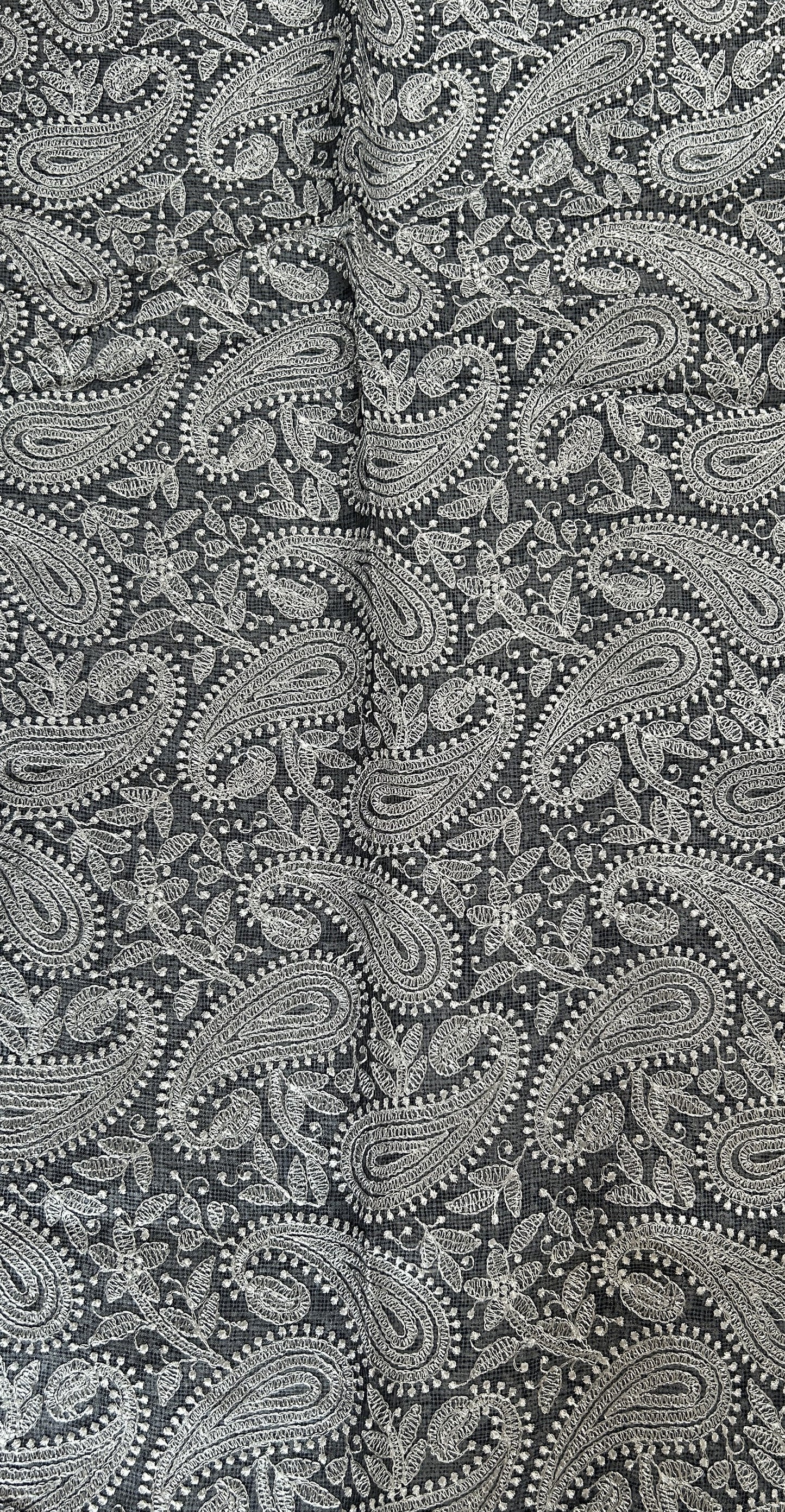 Tussar Silk Saree Gray colored complemented with a borderless Saree. - Sampradaya Designer Studio