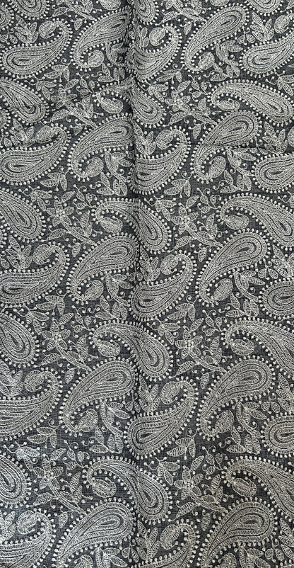 Tussar Silk Saree Gray colored complemented with a borderless Saree. - Sampradaya Designer Studio