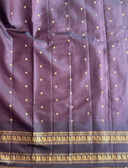 Gadwal Pattu Saree Sky Blue colored saree complemented with a Brown Zari border - Sampradaya Designer Studio