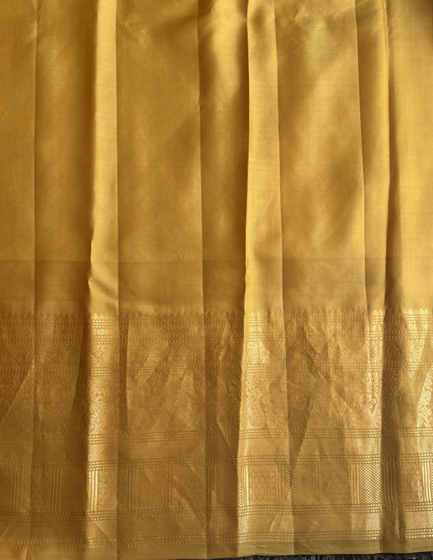 Gadwal Pattu Saree Maroon colored saree complemented with a Mustard Zari border - Sampradaya Designer Studio