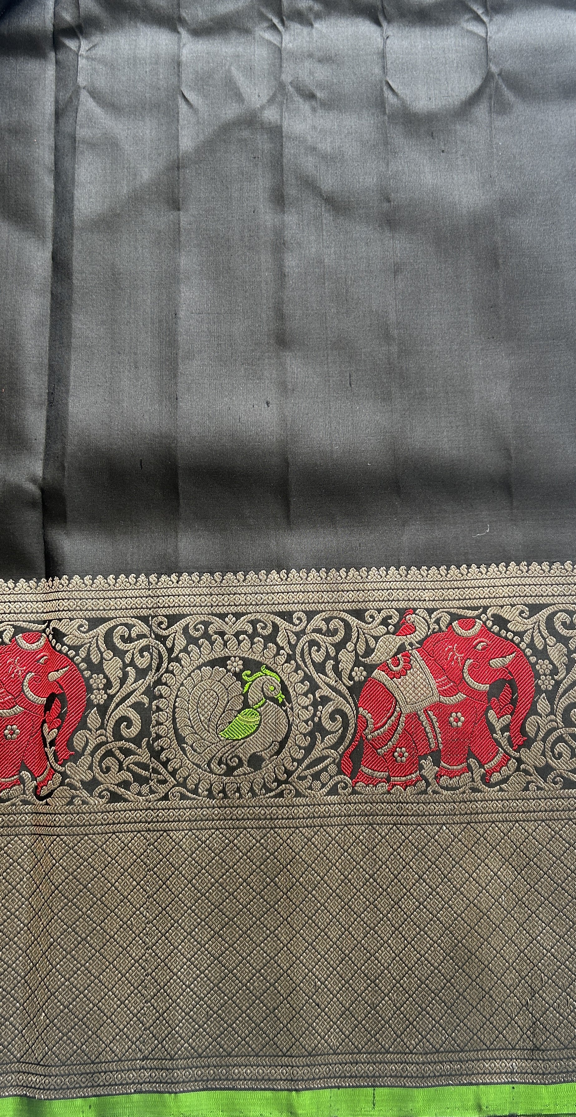 Gadwal Pattu Saree Black Colored Complemented With a Zari Border - Sampradaya Designer Studio
