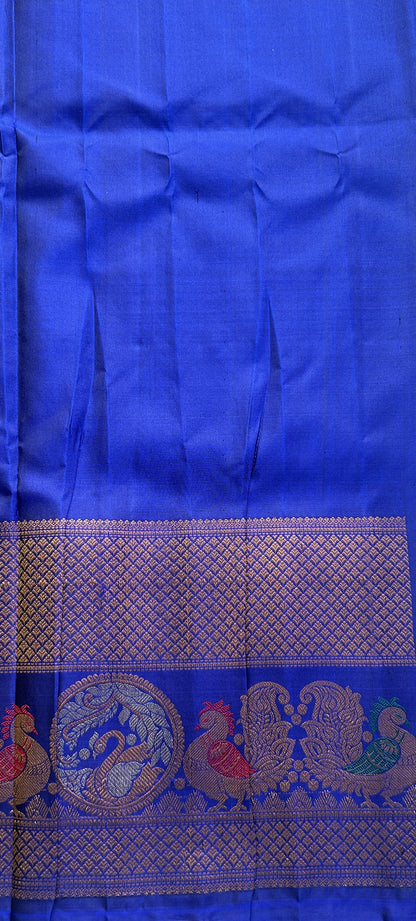 Gadwal Pattu Saree Ink Blue Colored Complemented With a Zari Border - Sampradaya Designer Studio