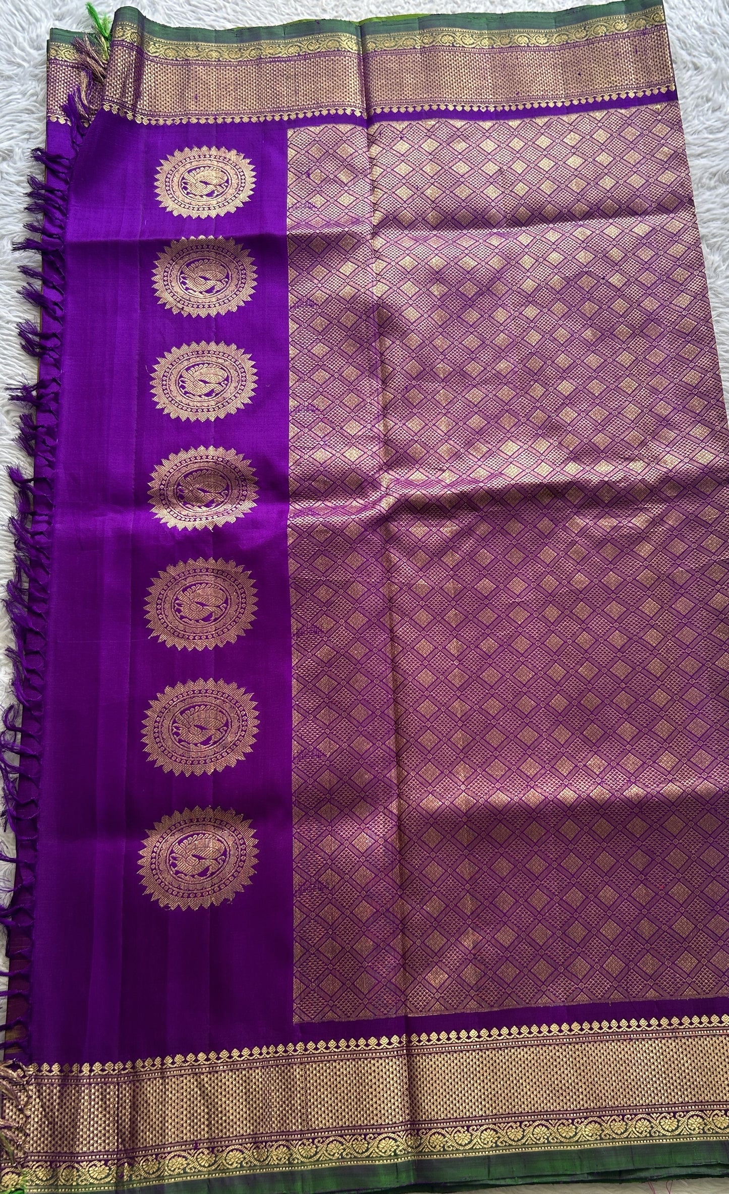 Gadwal Pattu Saree Mustard Yellow Colored Complemented With a Zari Border - Sampradaya Designer Studio