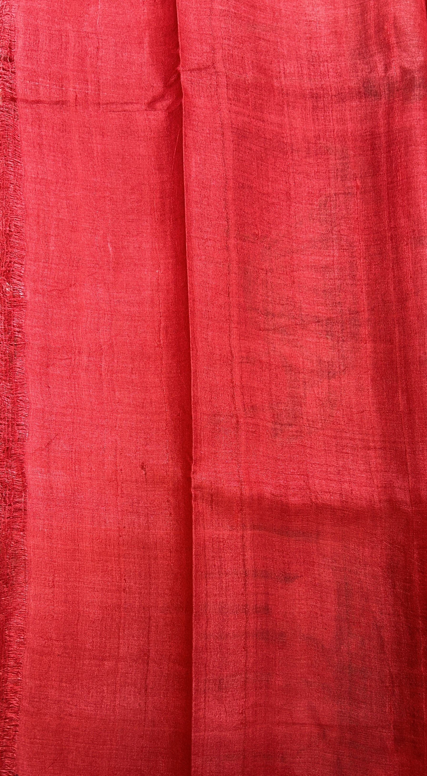 Tussar Silk Saree Red colored complemented with a borderless Saree. - Sampradaya Designer Studio