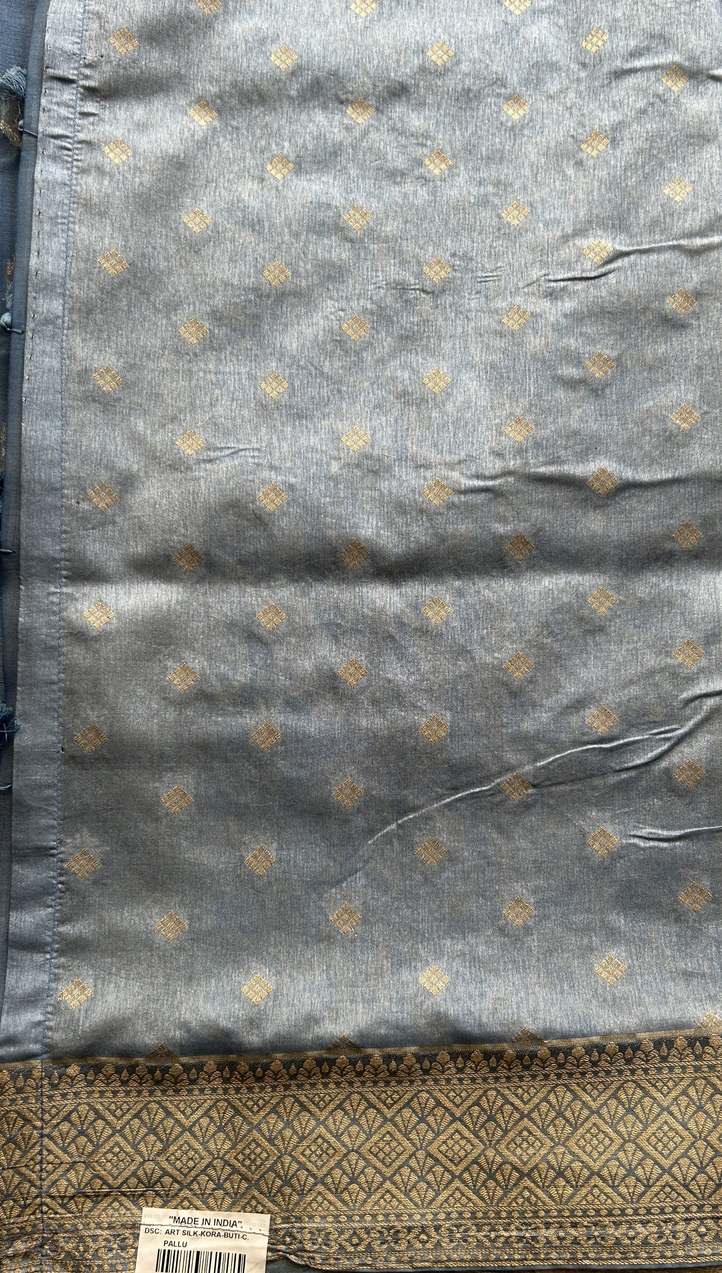 Semi Raw Silk Saree Light Blue Colored Exquisite with a Zari Border. - Sampradaya Designer Studio