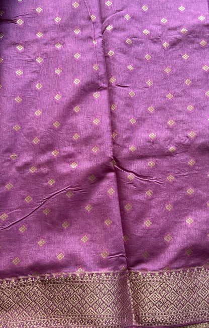 Semi Raw Silk Saree Barbie Pink Colored Exquisite with a Zari Border. - Sampradaya Designer Studio