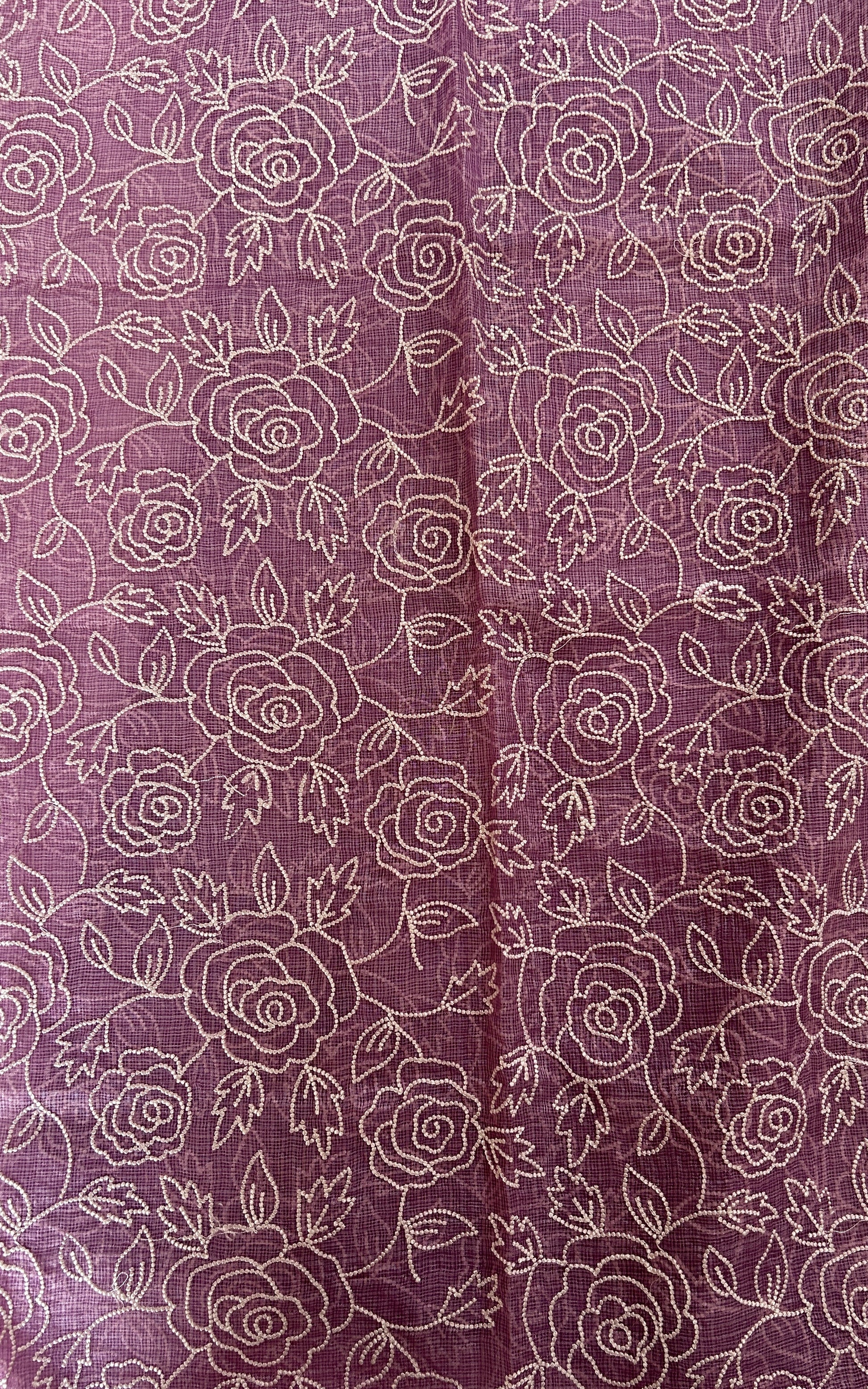 Tussar Silk Saree Lavender colored complemented with a borderless Saree. - Sampradaya Designer Studio