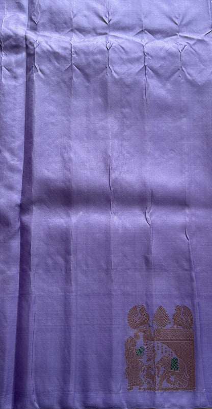 Gadwal Pattu Saree Lavender Colored Complemented With a Zari Border - Sampradaya Designer Studio