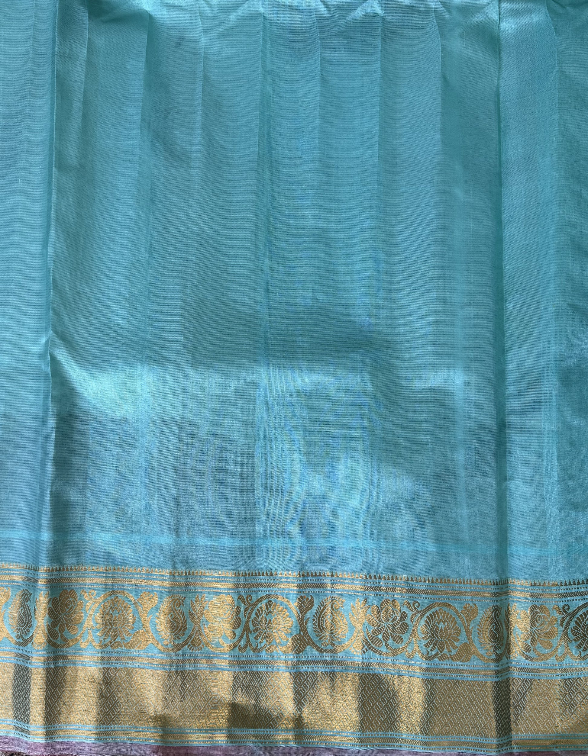 Gadwal Silk Saree Yellow Colored Complemented With a Kanchi Border - Sampradaya Designer Studio