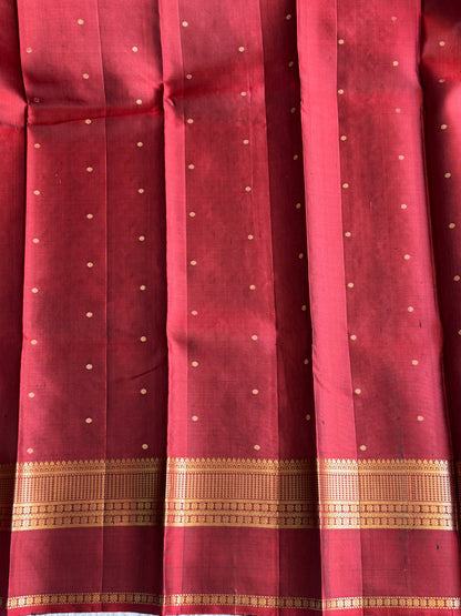Pure Kanjivaram Silk Saree Inky Blue Colored Elegantly Paid with a Gold Zari Border