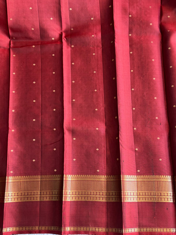 Pure Kanjivaram Silk Saree Inky Blue Colored Elegantly Paid with a Gold Zari Border - Sampradaya Designer Studio