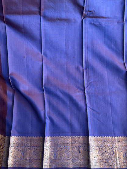 Pure Kanjivaram Silk Saree Light Electric Violet Colored Elegantly Paid with a Gold Zari Border