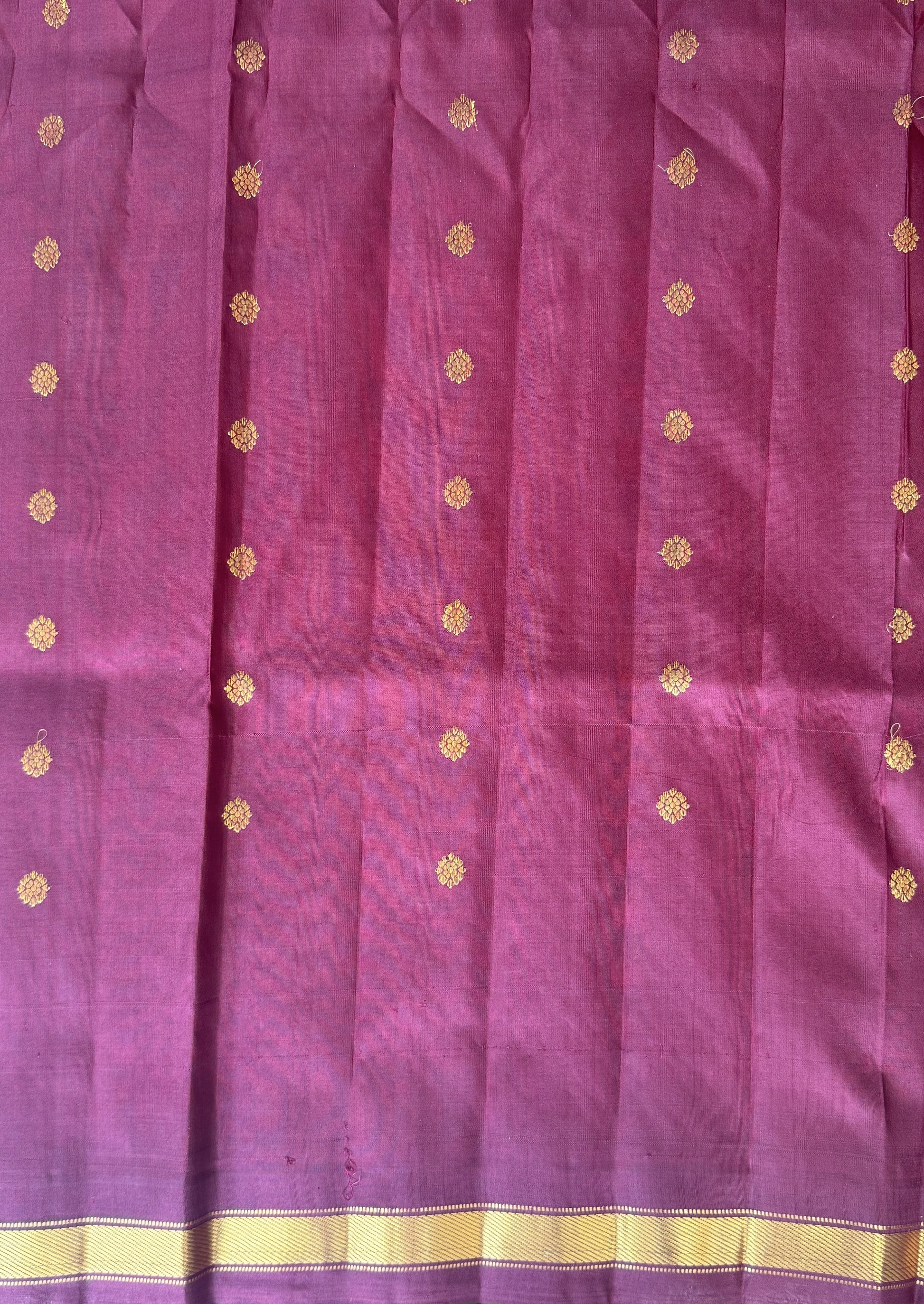 Gadwal Silk Saree Sea Green Colored Complemented With a Brown Zari Border - Sampradaya Designer Studio