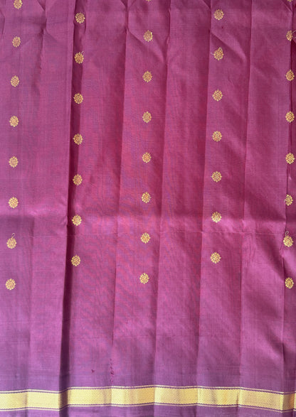 Gadwal Silk Saree Sea Green Colored Complemented With a Brown Zari Border - Sampradaya Designer Studio