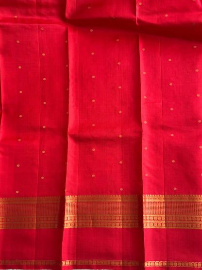 Pure Kanjivaram Silk Saree Electric Violet Colored Elegantly Paid with a Gold Zari Border