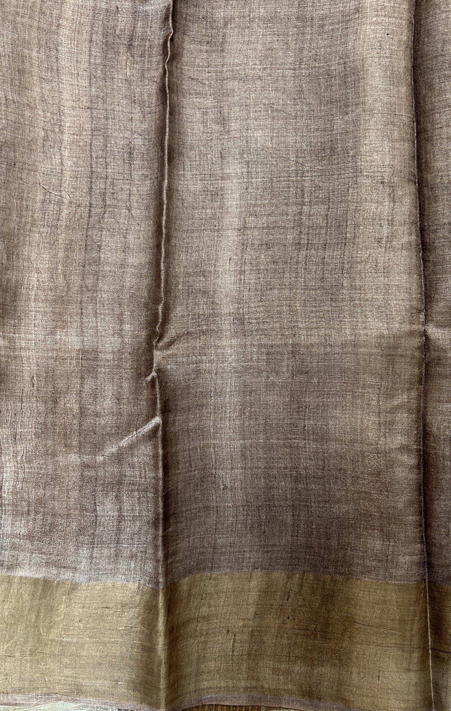 Tussar Silk Saree Gray colored saree complemented with a Copper Zari border. - Sampradaya Designer Studio