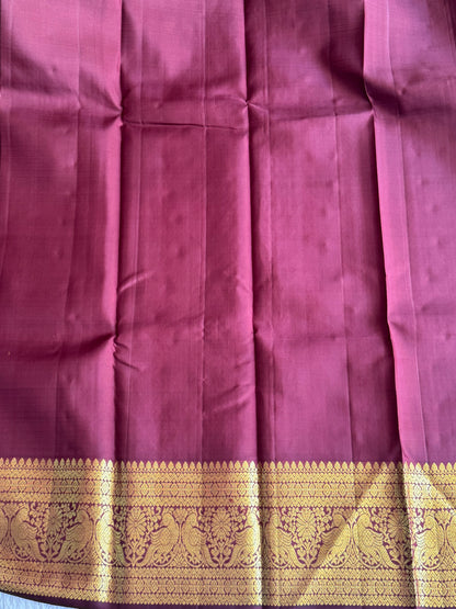 Pure Kanjivaram Silk Saree Peacock Blue Colored Elegantly Paid with a Gold Zari Border