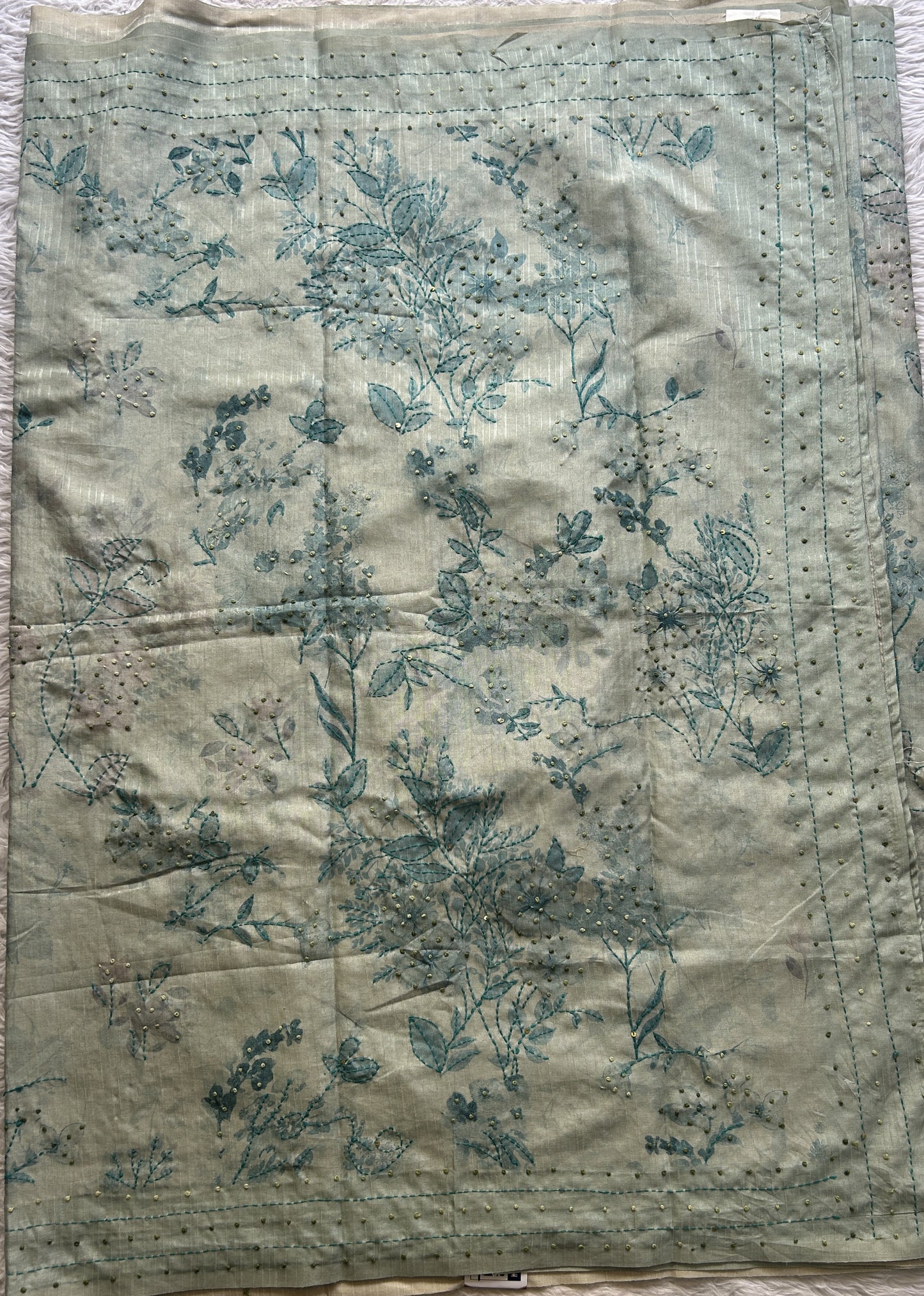 Semi Tussar Saree Light Sea Blue Colored complemented with a Borderless. - Sampradaya Designer Studio