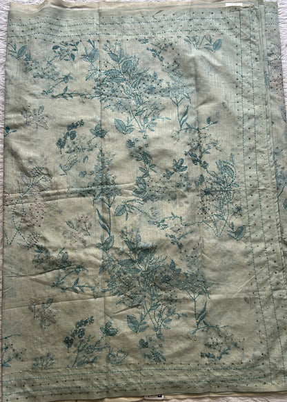 Semi Tussar Saree Light Sea Blue Colored complemented with a Borderless. - Sampradaya Designer Studio