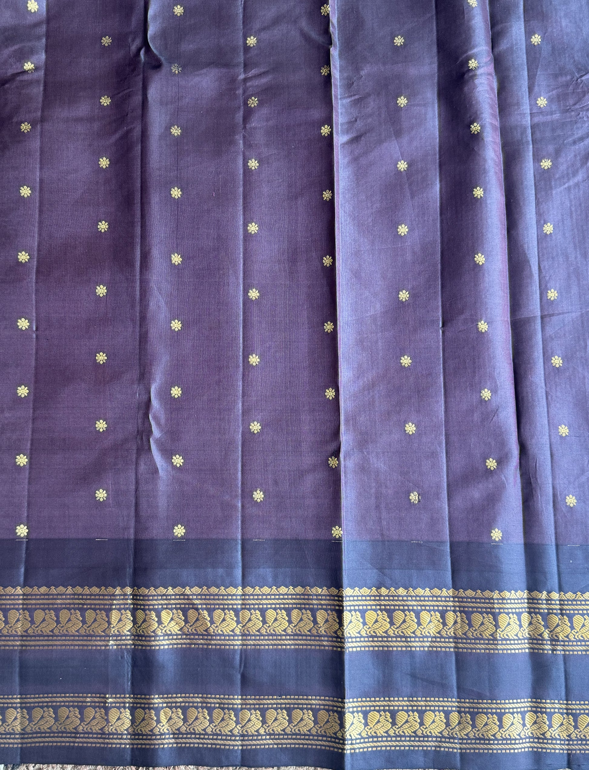 Gadwal Pattu Saree Aqua Blue colored saree complemented with a Brown Zari border - Sampradaya Designer Studio