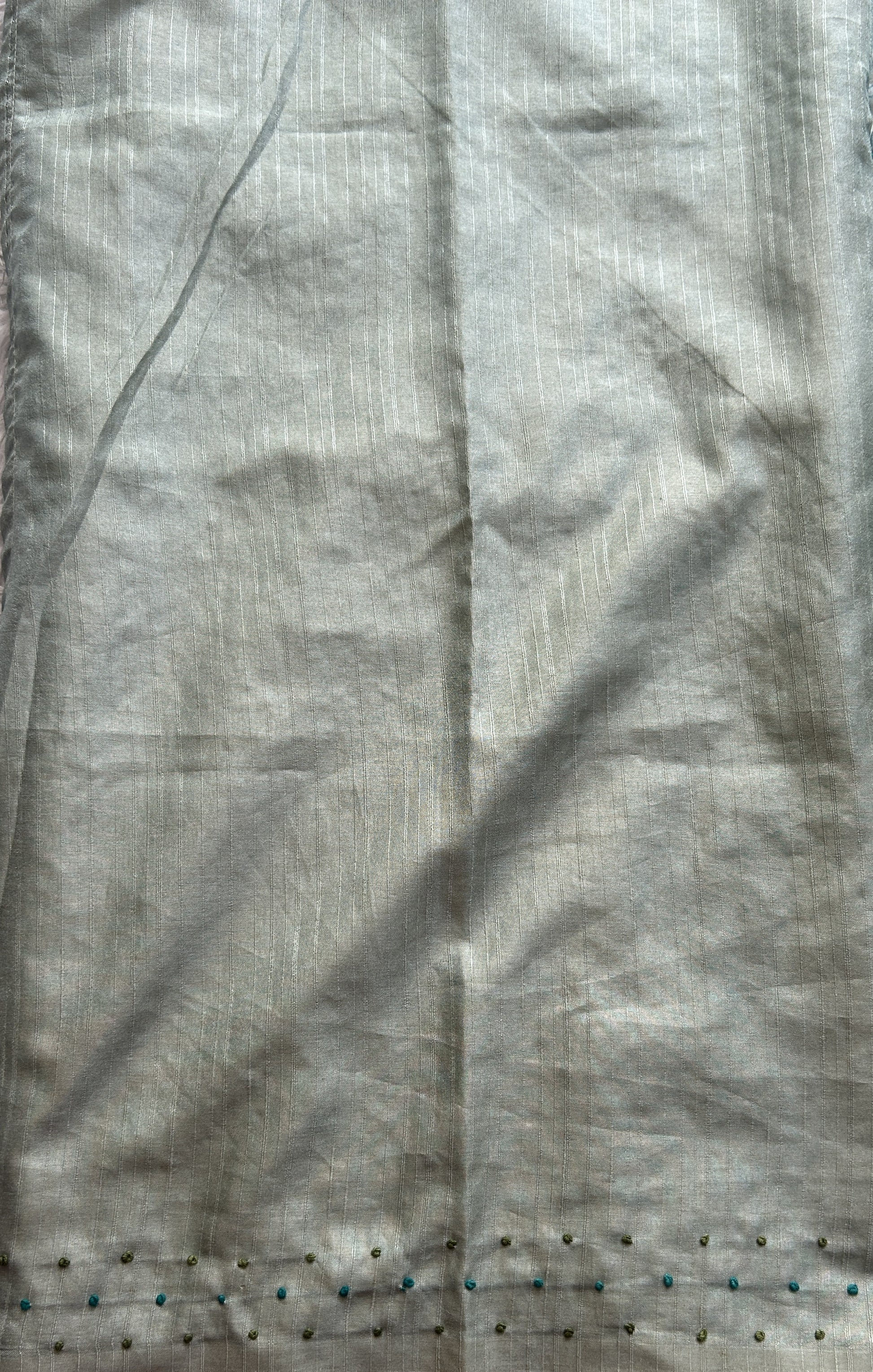 Semi Tussar Saree Light Sea Blue Colored complemented with a Borderless. - Sampradaya Designer Studio
