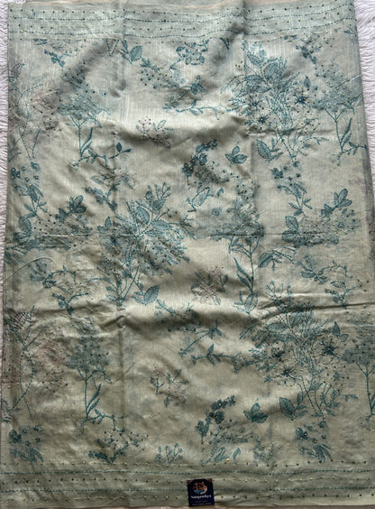 Semi Tussar Saree Light Sea Blue Colored complemented with a Borderless. - Sampradaya Designer Studio