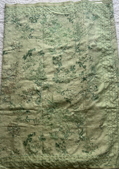 Semi Tussar Saree Light Green Colored complemented with a Borderless. - Sampradaya Designer Studio