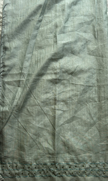 Semi Tussar Saree Light Green Colored complemented with a Borderless. - Sampradaya Designer Studio