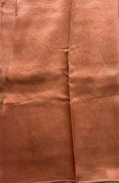 Banarasi Tussar Georgette Saree Peach Colored Exquisite Minakari Border. - Sampradaya Designer Studio