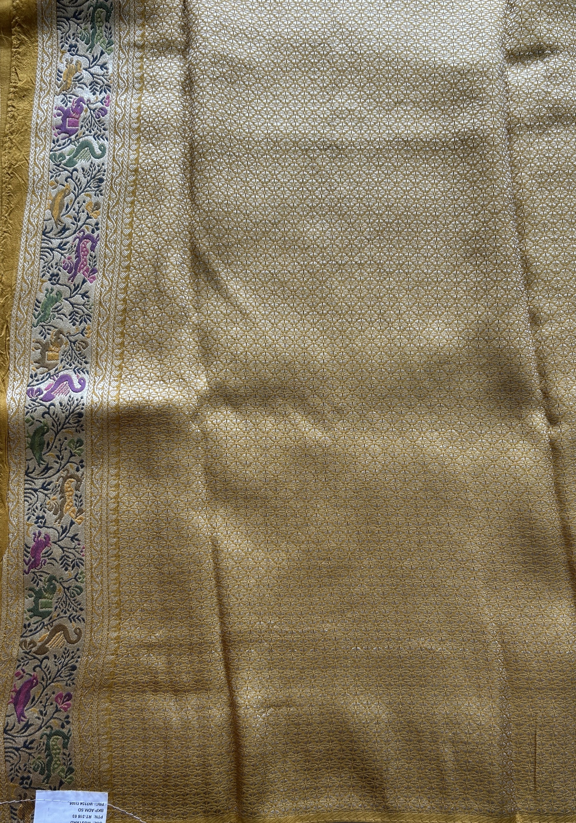 Banarasi Tussar Georgette Saree Yellow Colored Exquisite Minakari Border. - Sampradaya Designer Studio