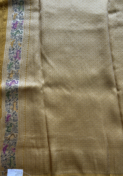 Banarasi Tussar Georgette Saree Yellow Colored Exquisite Minakari Border. - Sampradaya Designer Studio
