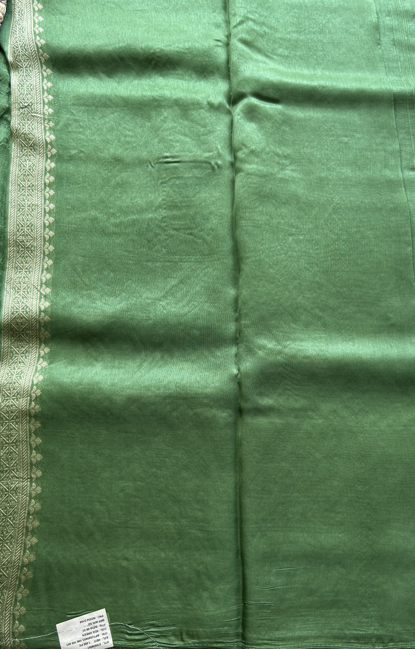 Banarasi Tussar Georgette Saree Light Green Colored Exquisite Minakari Border. - Sampradaya Designer Studio