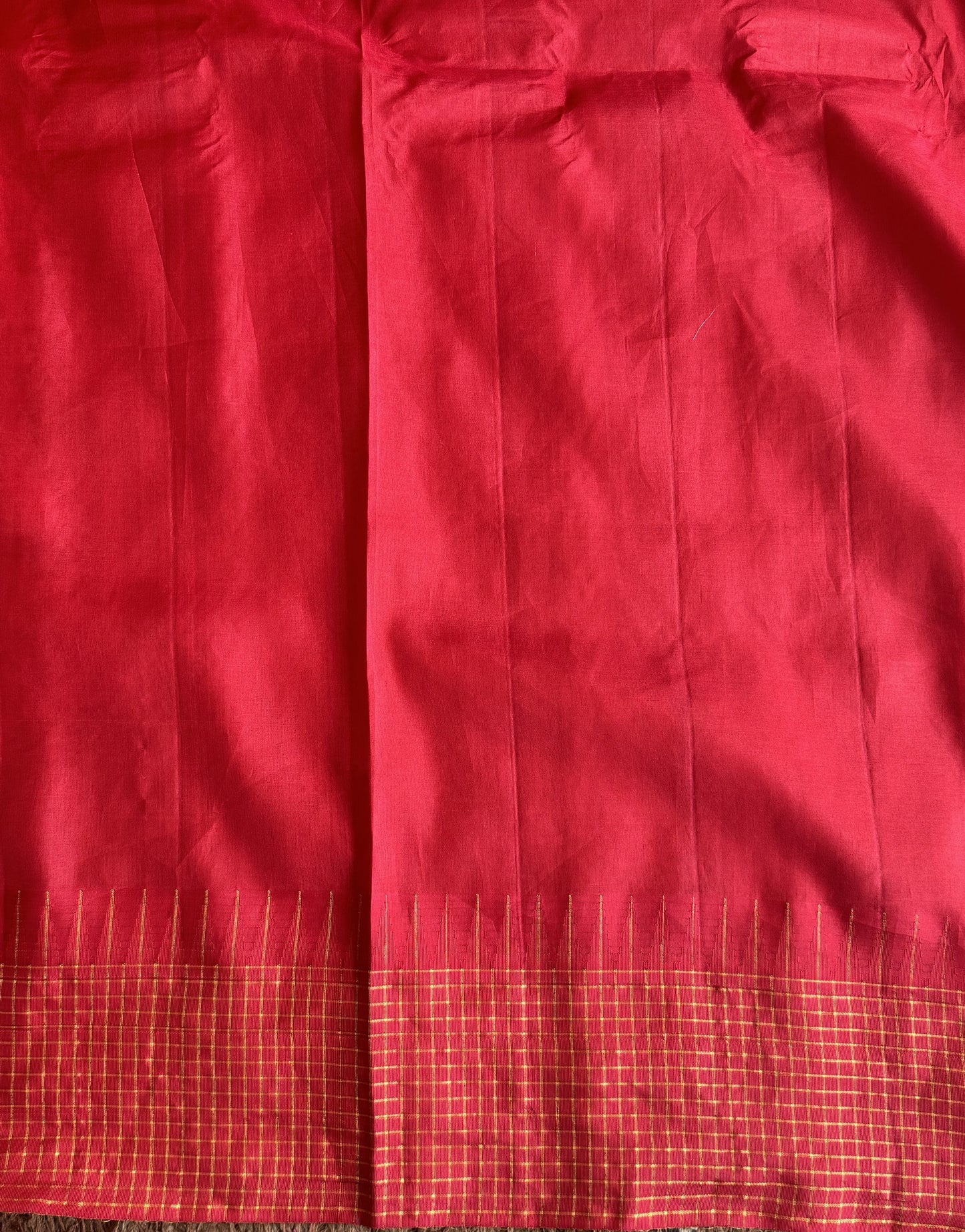 Gadwal Pattu Saree Sea Green colored saree complemented with a Red Checks border - Sampradaya Designer Studio