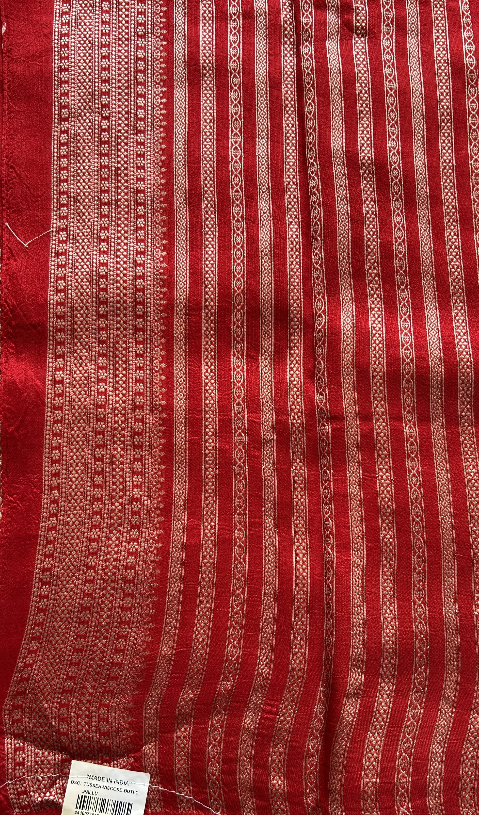 Banarasi Tussar Georgette Saree Red Colored Exquisite Zari Border. - Sampradaya Designer Studio