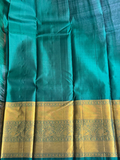 Pure Kanjivaram Silk Saree Dark Red Colored Elegantly Paid with a Gold Zari Border