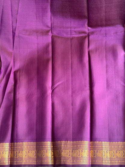 Pure Kanjivaram Silk Saree Light Teal Blue Colored Elegantly Paid with a Gold Zari Border.