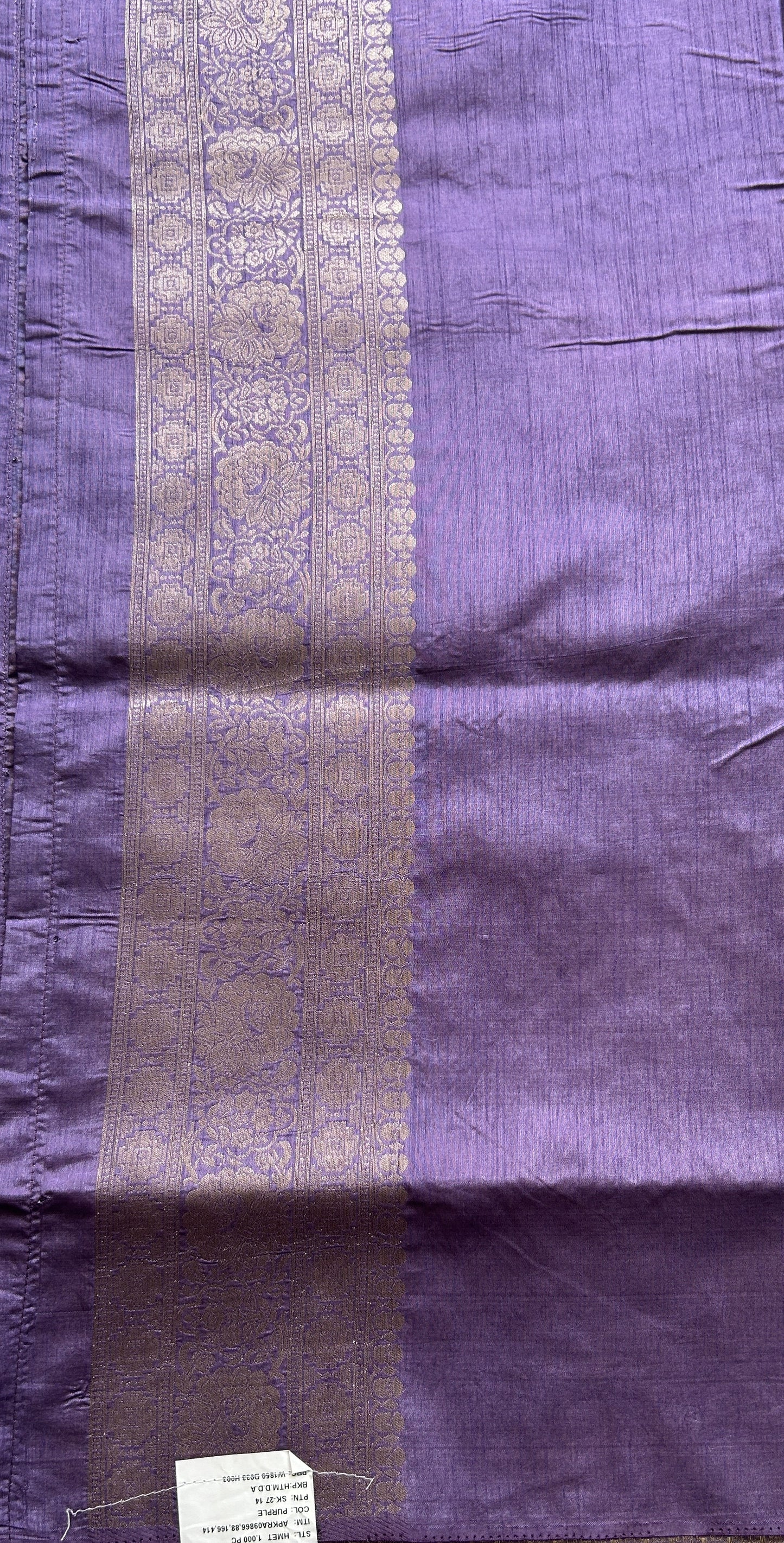 Semi Raw Silk Saree Lilac Colored Exquisite with a Zari Border. - Sampradaya Designer Studio