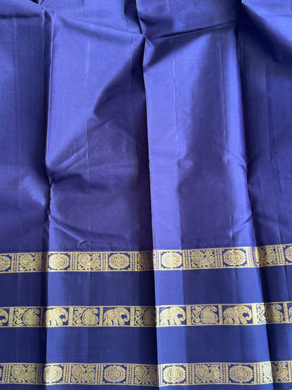 Pure Kanjivaram Silk Saree Jungle Colored Elegantly Paid with a Gold Zari Border