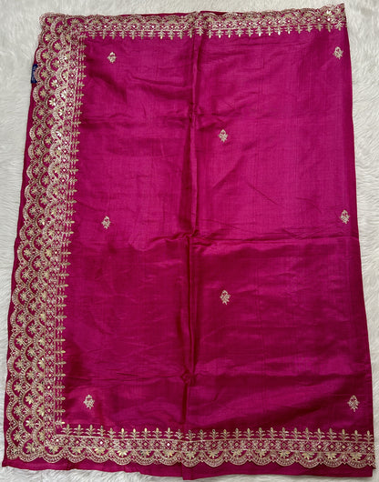 Tussar Handcrafted Designer Sarees Pink colored Saree complemented with a Hand Embroidery border. - Sampradaya Designer Studio