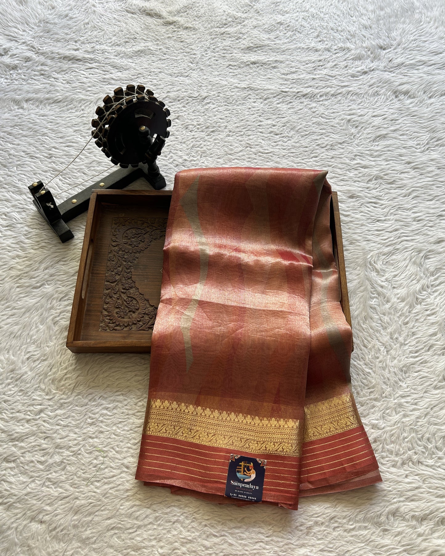 Tissue Organza Designer Saree Onion Pink colored Saree Paired with a Zari border. - Sampradaya Designer Studio