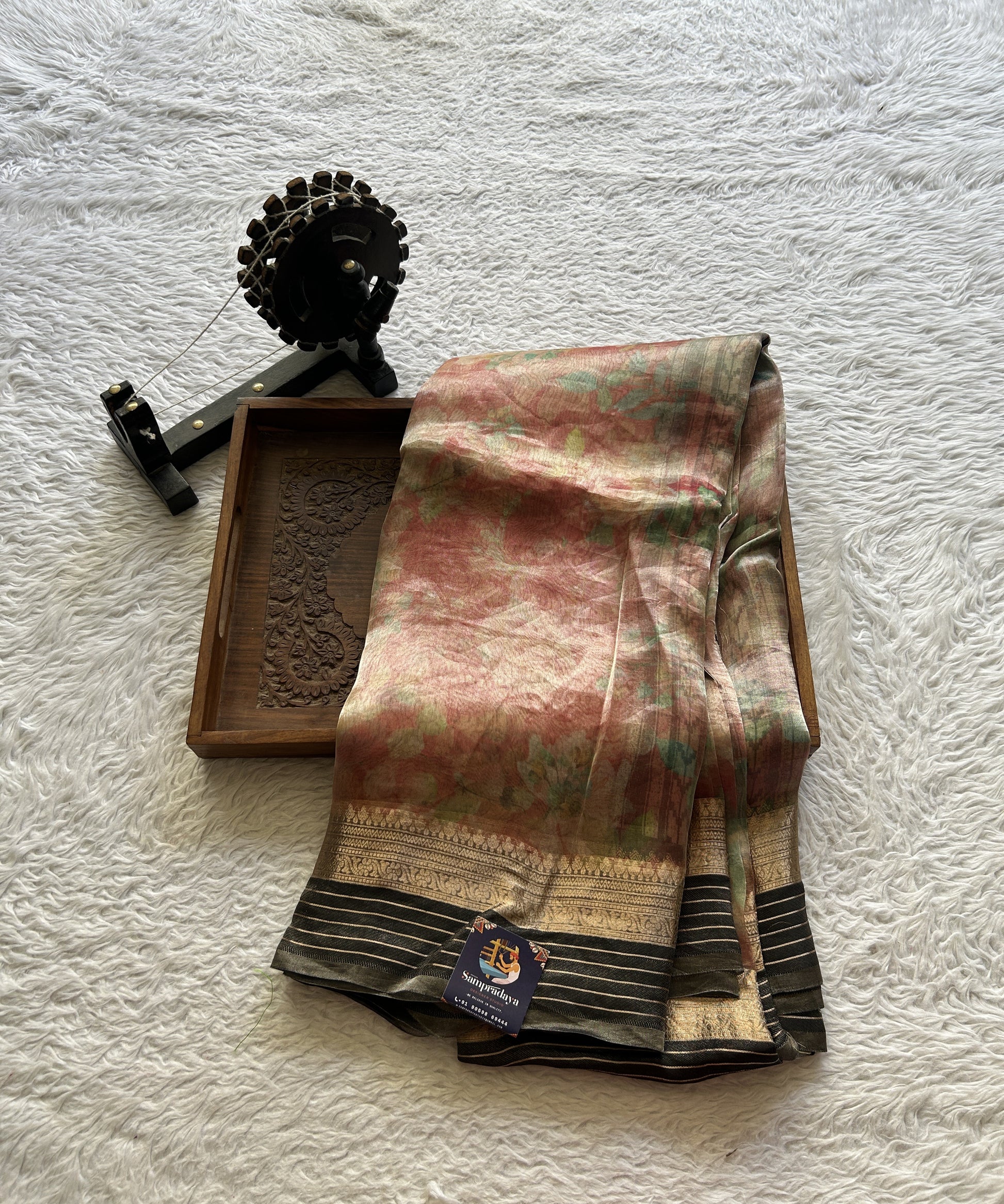 Tissue Organza Designer Saree Candy Pink colored Saree Paired with a Zari border. - Sampradaya Designer Studio