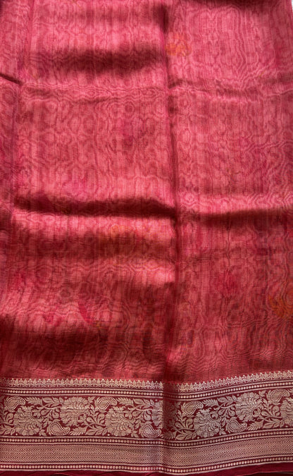 Soft Organza Designer Saree Peach colored Saree Paired with a Zari border. - Sampradaya Designer Studio