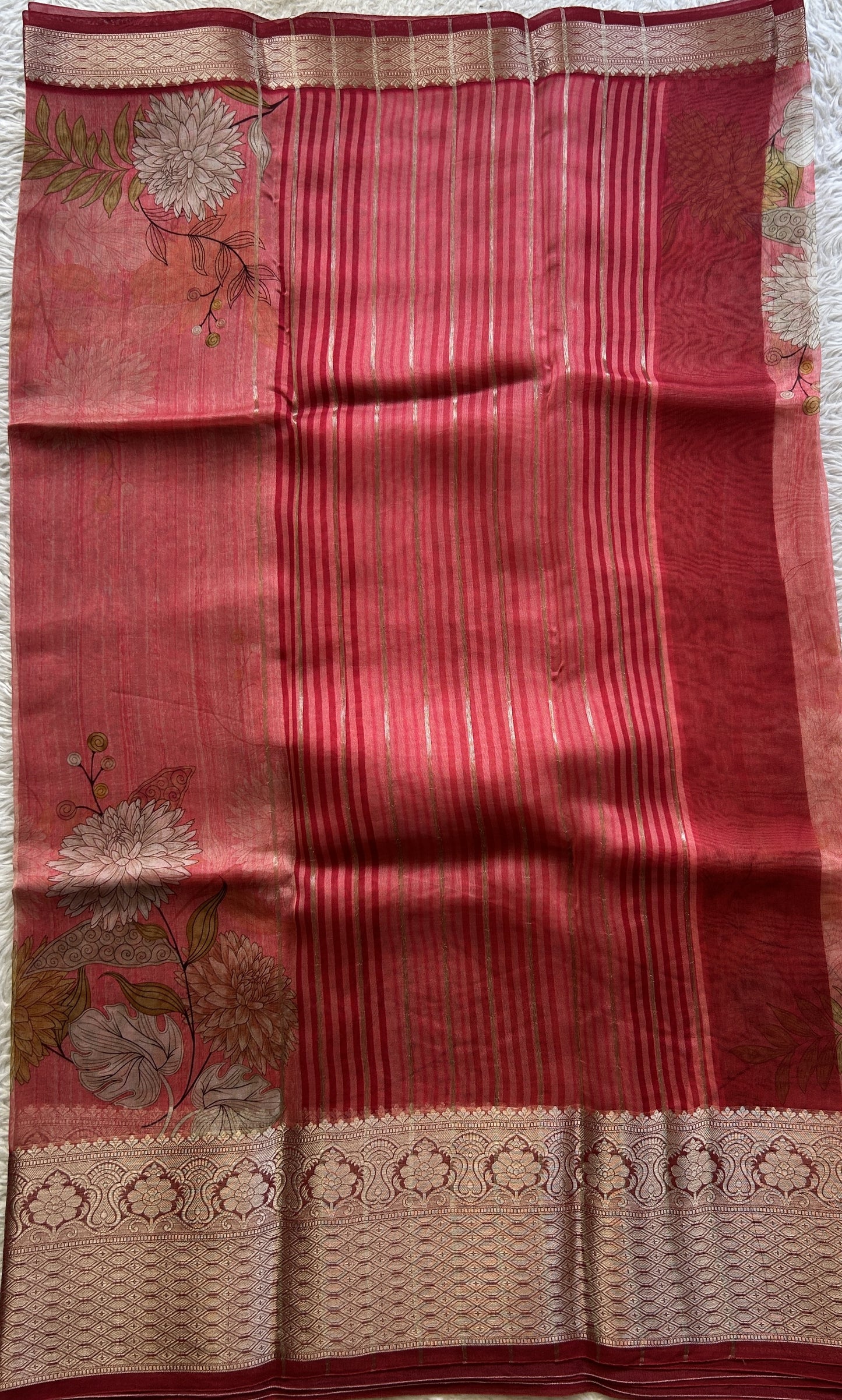 Soft Organza Designer Saree Light Pink colored Saree Paired with a Zari border. - Sampradaya Designer Studio