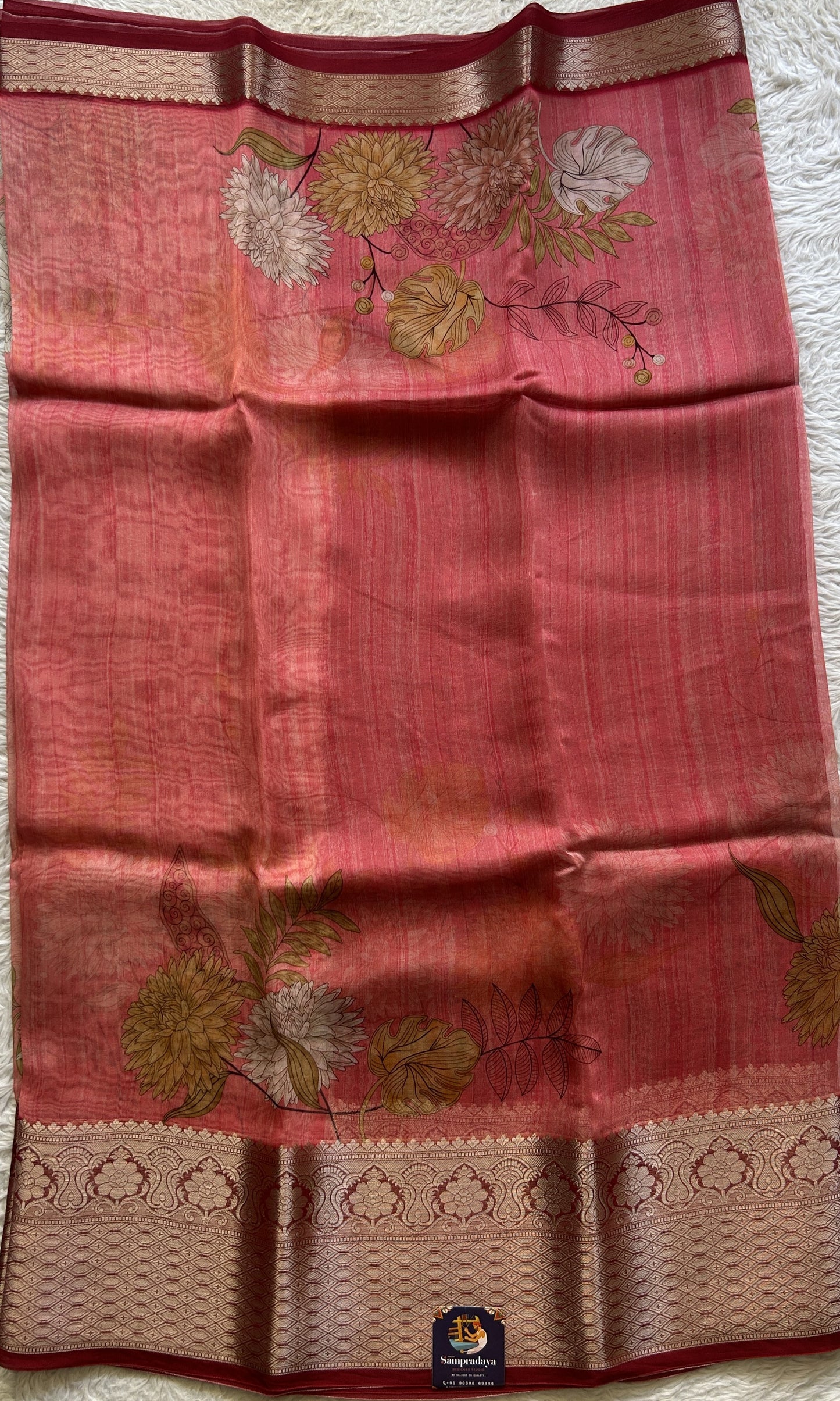 Soft Organza Designer Saree Light Pink colored Saree Paired with a Zari border. - Sampradaya Designer Studio