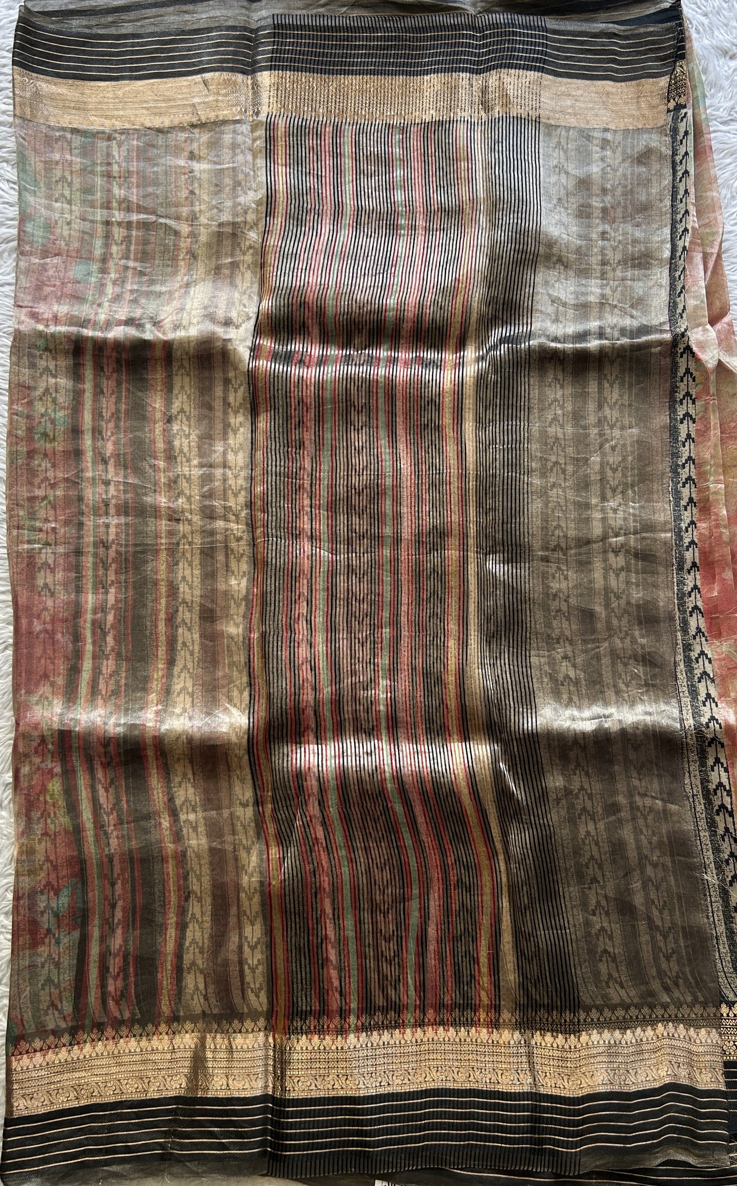 Tissue Organza Designer Saree Candy Pink colored Saree Paired with a Zari border. - Sampradaya Designer Studio