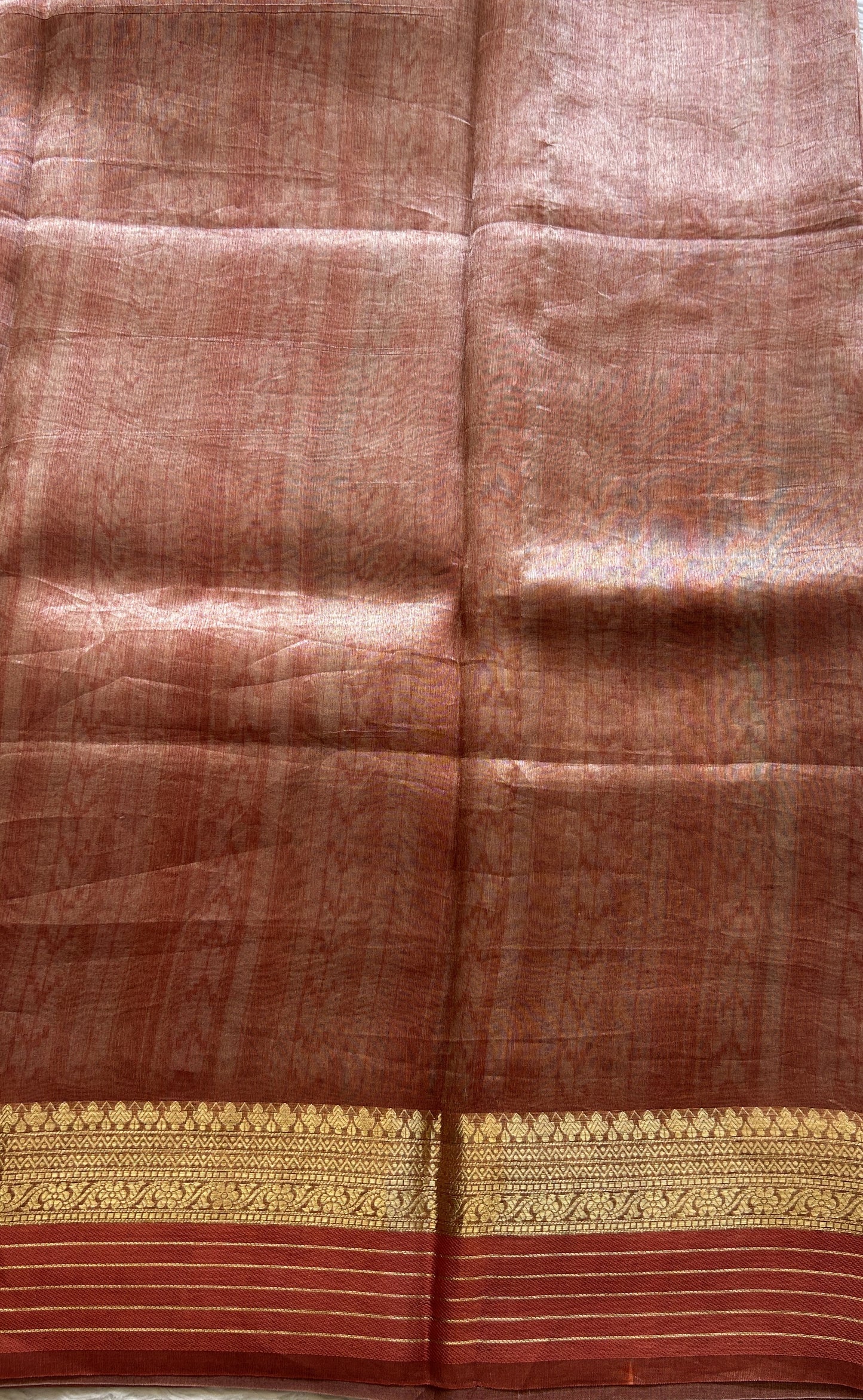 Tissue Organza Designer Saree Onion Pink colored Saree Paired with a Zari border. - Sampradaya Designer Studio