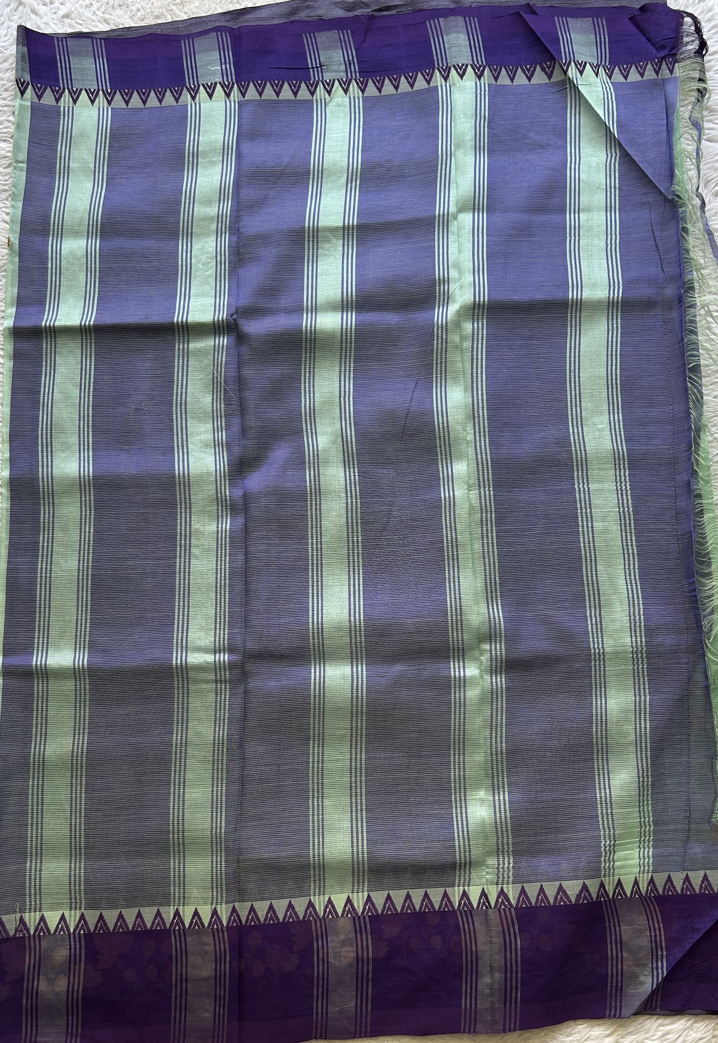 Mangalagiri Pattu Saree Light Green colored complemented with a Embroidery Border. - Sampradaya Designer Studio