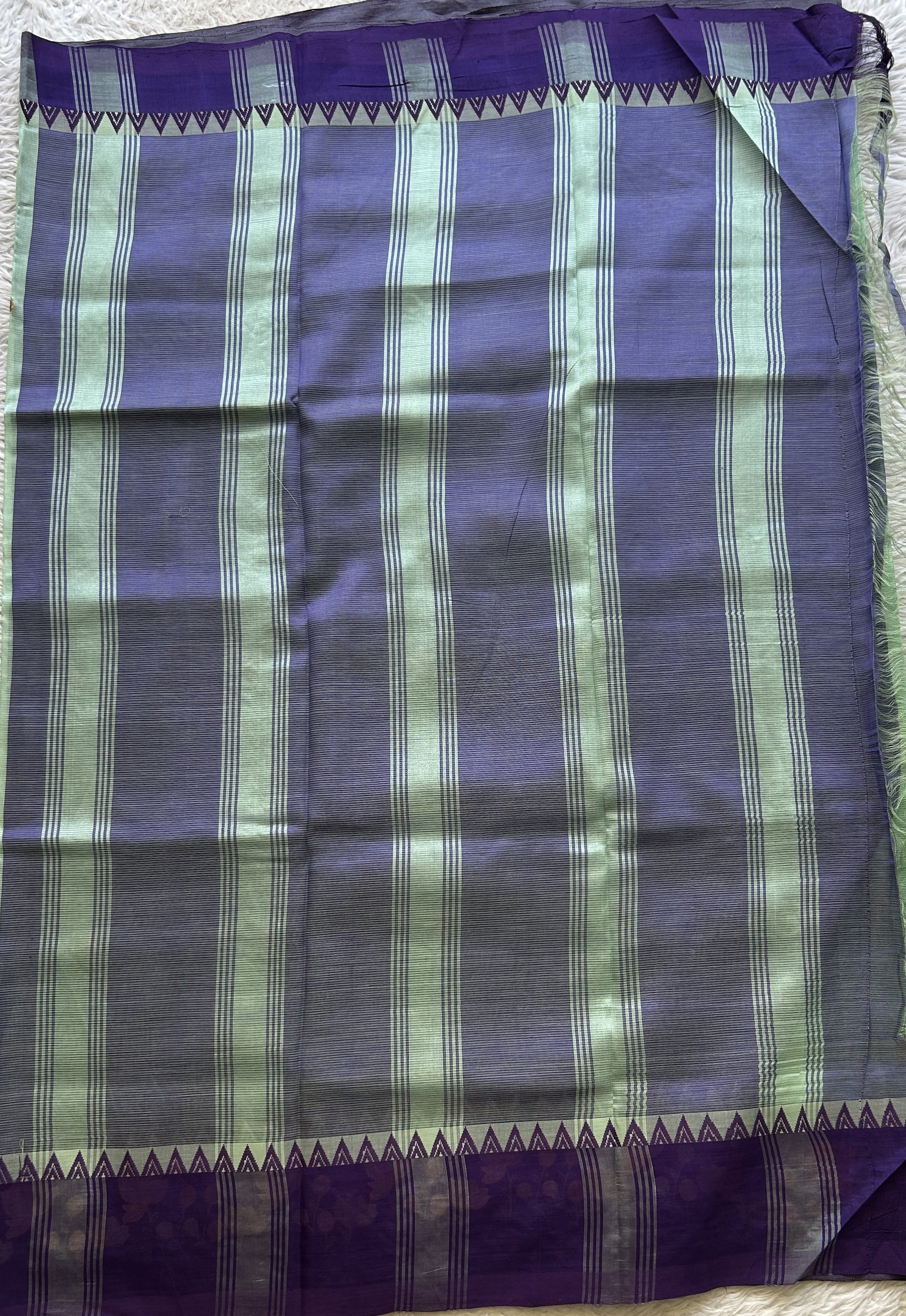 Mangalagiri Pattu Saree Light Green colored complemented with a Embroidery Border. - Sampradaya Designer Studio