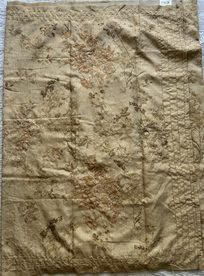 Semi Tussar Saree Colored Wheat Complemented with a Borderless. - Sampradaya Designer Studio
